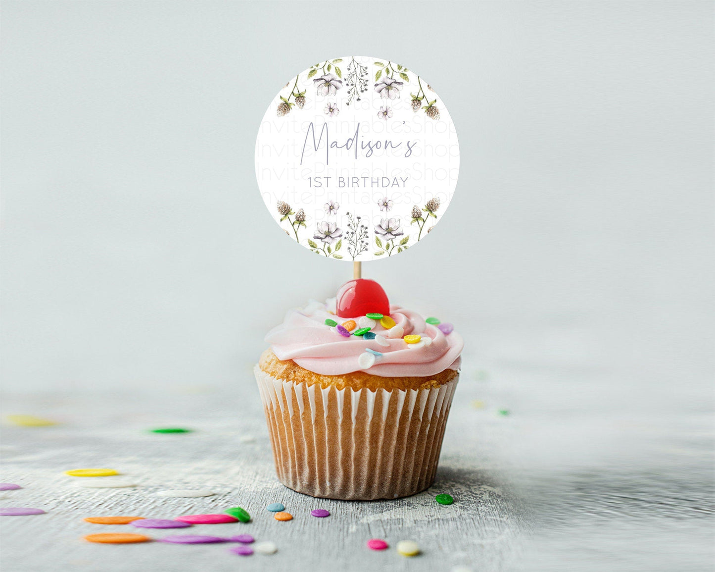 Secret Garden Cupcake Toppers Wildflower Cupcake Toppers Pastel Flowers Cupcake Toppers Enchanted Garden Boho Floral First Birthday D10603
