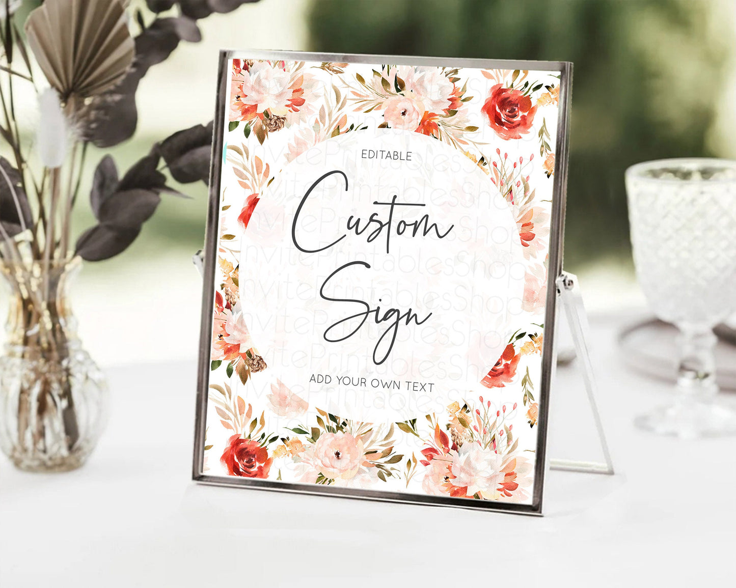 Editable Wildflower Floral Table Sign Decor Secret Garden Sign Template Past