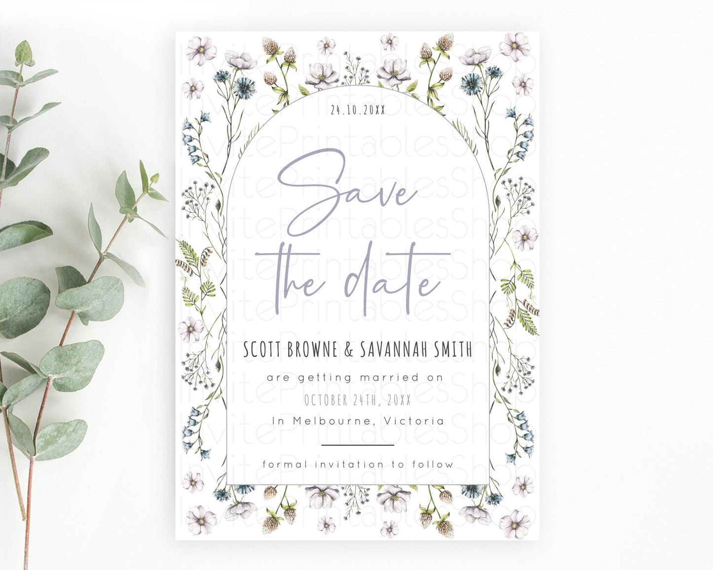 Wildflower Save The Date Template Secret Garden Save The Date Pastel Floral Garden Party Boho Flowers Birthday Baby Shower Wedding D10603