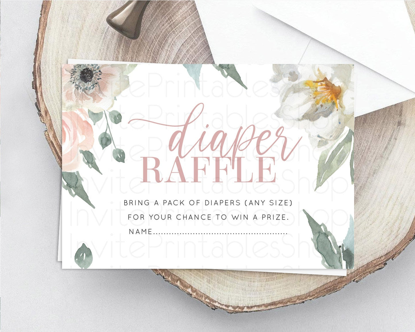 Secret Garden Diaper Raffle Card Boho Wildflower Diaper Raffle Insert Pastel Flower Garden Baby Shower Card Flower Raffle Game D10121