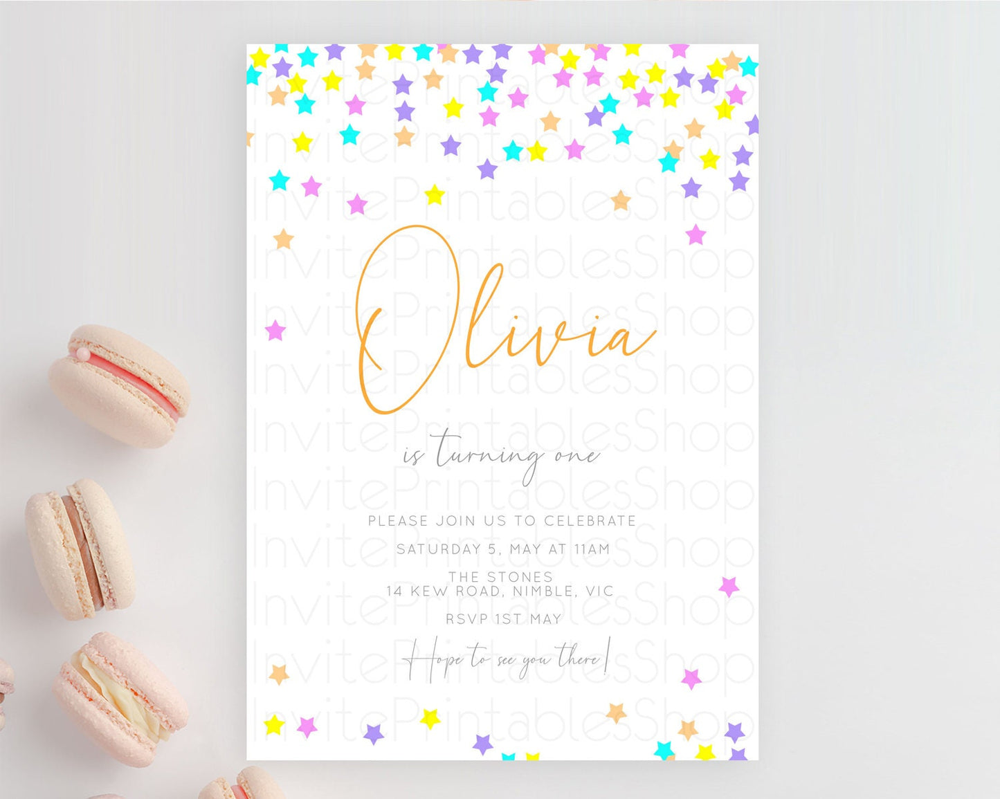 Editable Star Birthday Invitation Pastel Stars Invite Shooting Star Party Ra