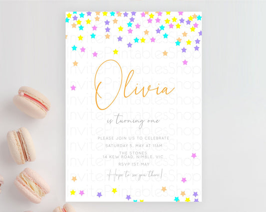 Editable Star Birthday Invitation Pastel Stars Invite Shooting Star Party Ra