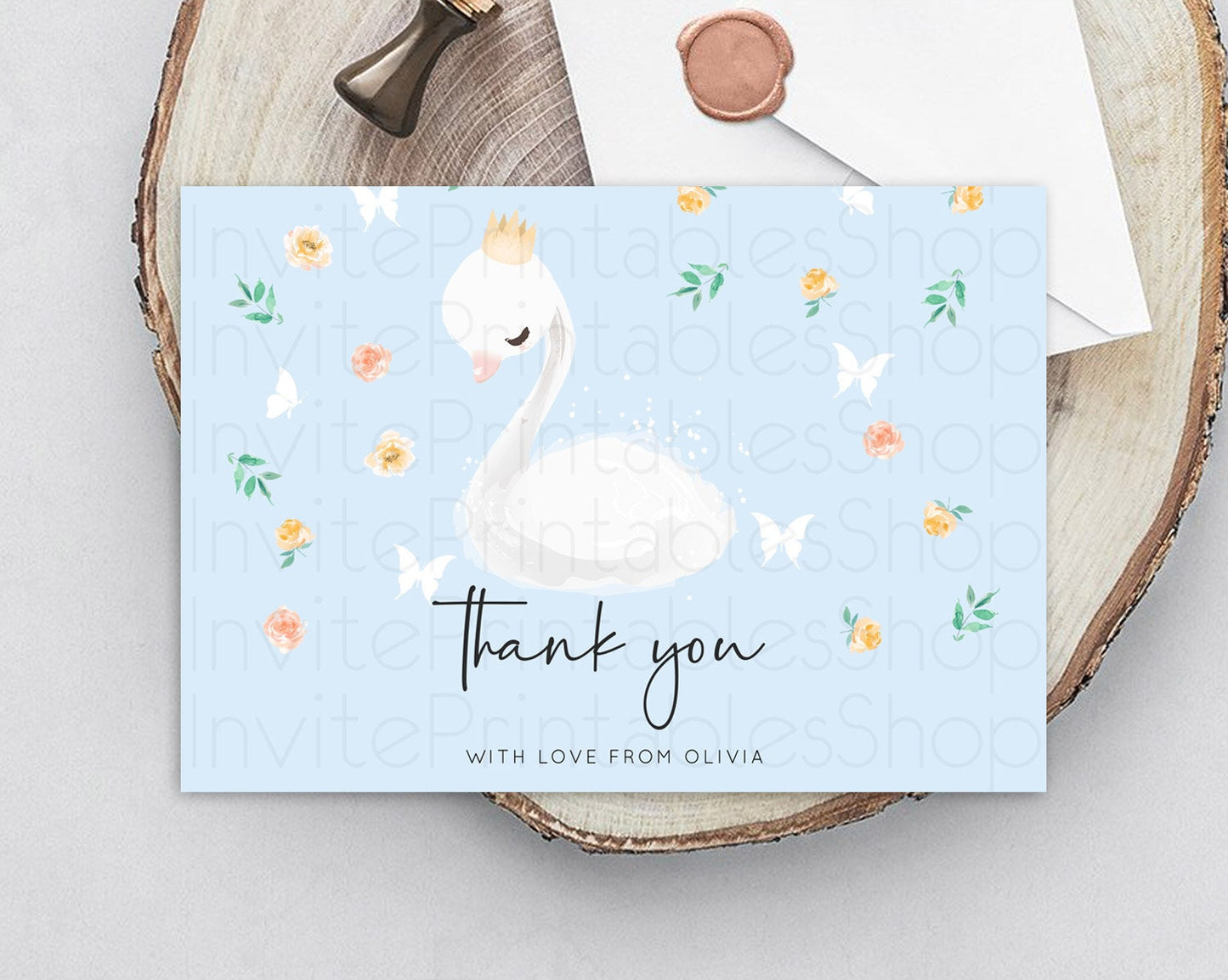 Swan Thank You Swan Princess Ballet Thank You Card Swan Lake Birthday Thank You Cards Secret Garden Pastel Floral Teacher Thank You D10903