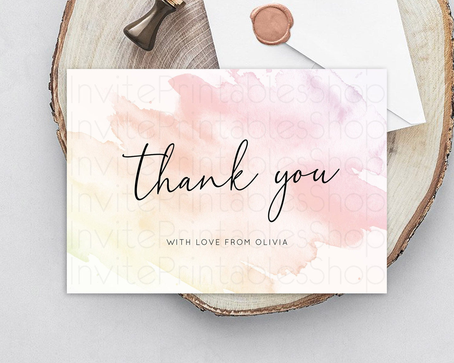 Pink Thank You Pink Watercolor Thank You Card Pastel Pink Card Template Watercolor Splash Cards Teacher Thank You Card Template D10164