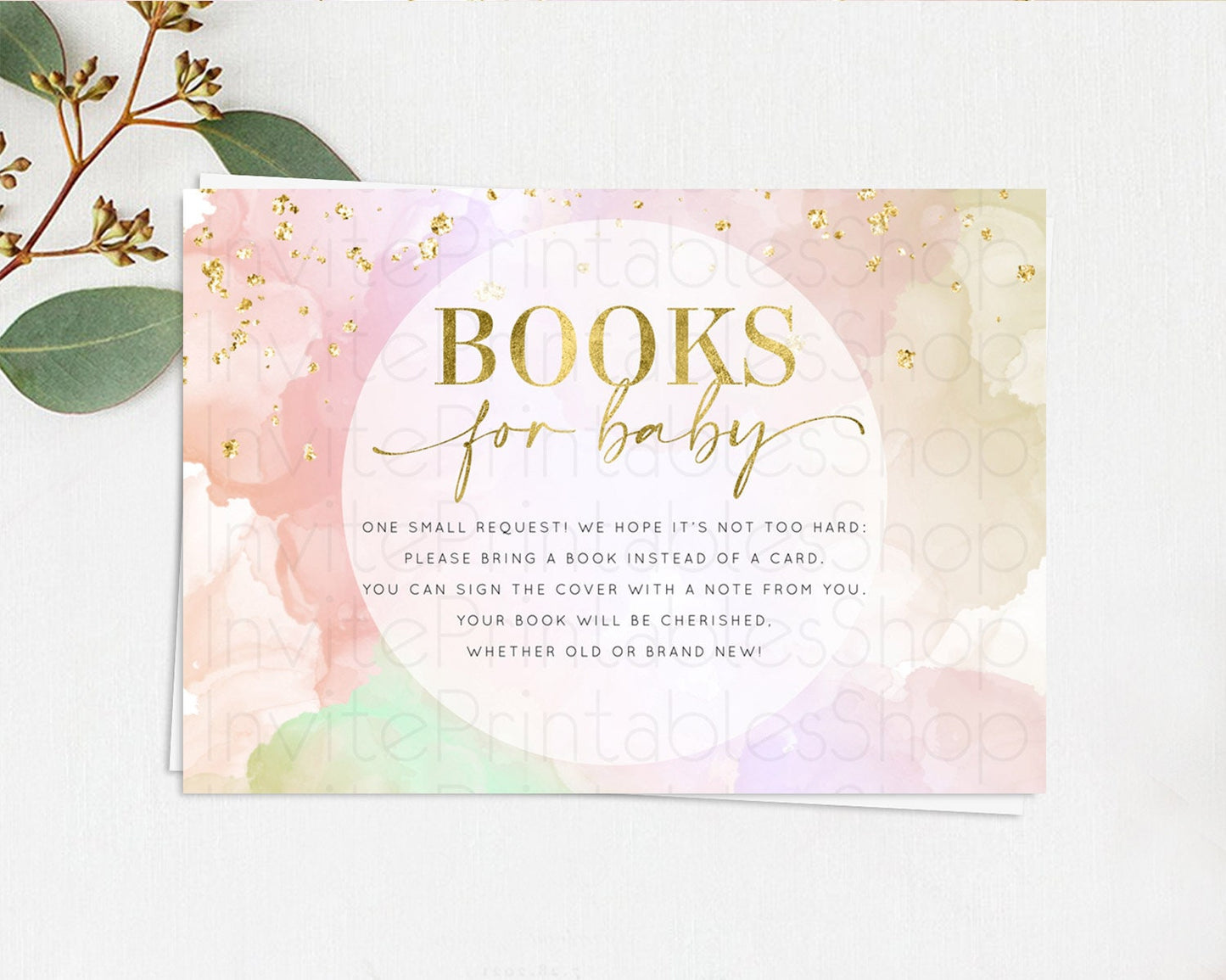 Pastel Books For Baby Card Pastel Rainbow Book Insert Colorful Ombre Watercolor Book Card Confetti Glitter Baby Book Poem Request D10627