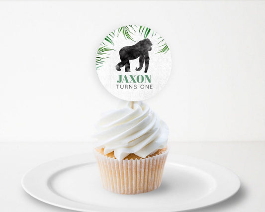 Editable Gorilla Cupcake Toppers Jungle Gorilla Cupcake Gorilla Party Decor