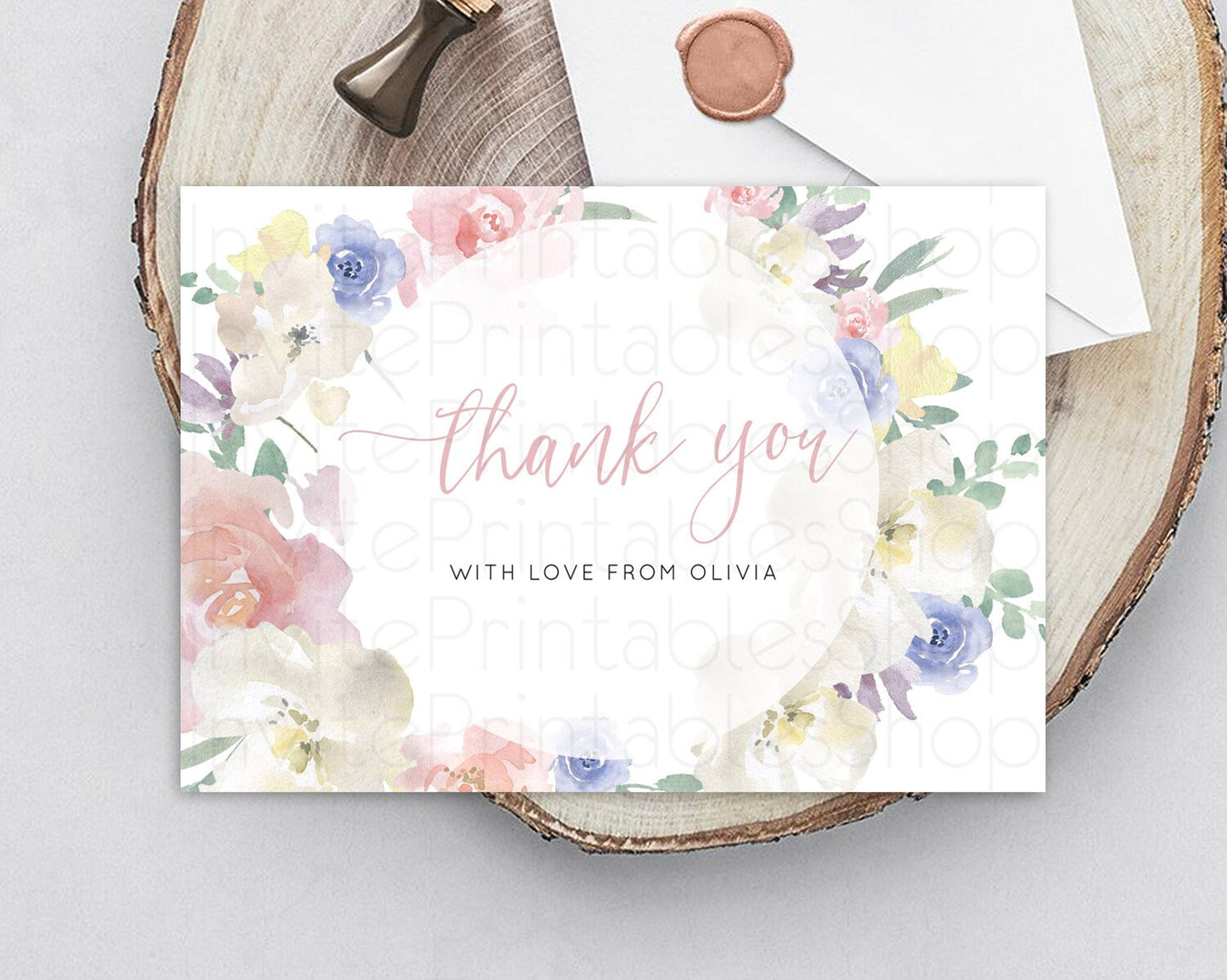 Secret Garden Thank You Wildflower Thank You Card Pastel Flower Garden Birthday Thank You Card Boho Floral Teacher Thank You Card D10841