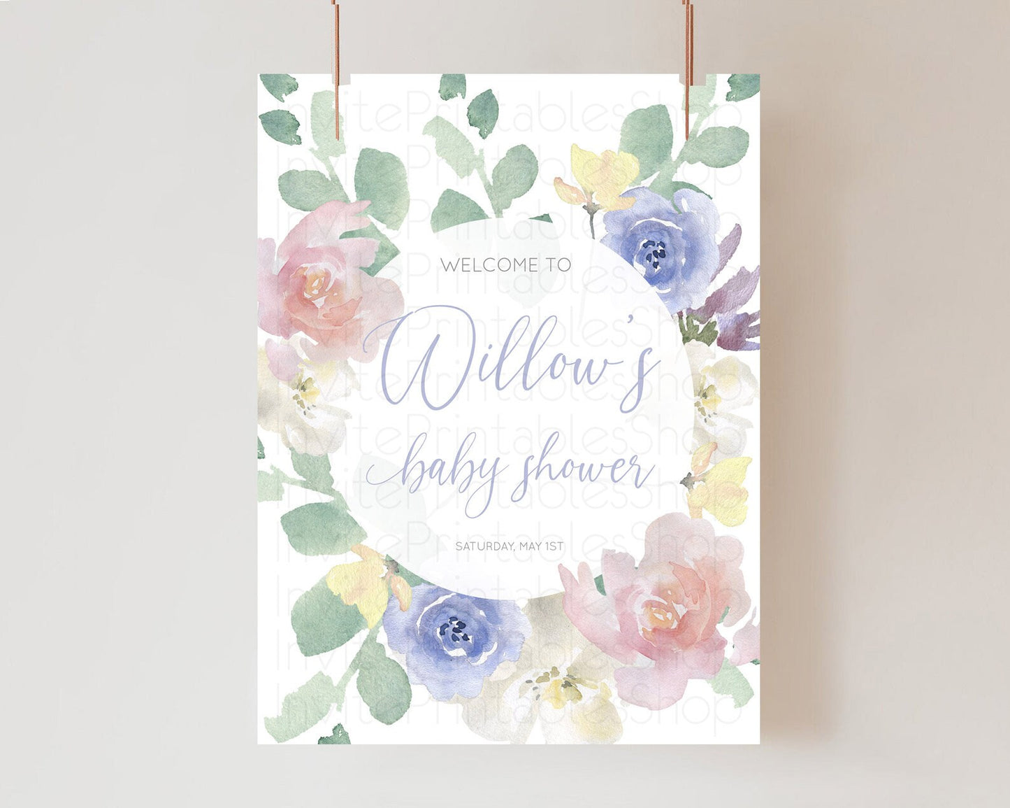 Secret Garden Baby Shower Welcome Sign Wildflower Welcome Board Pastel Flower Garden Welcome Poster Boho Wildflower Welcome Sign D10860