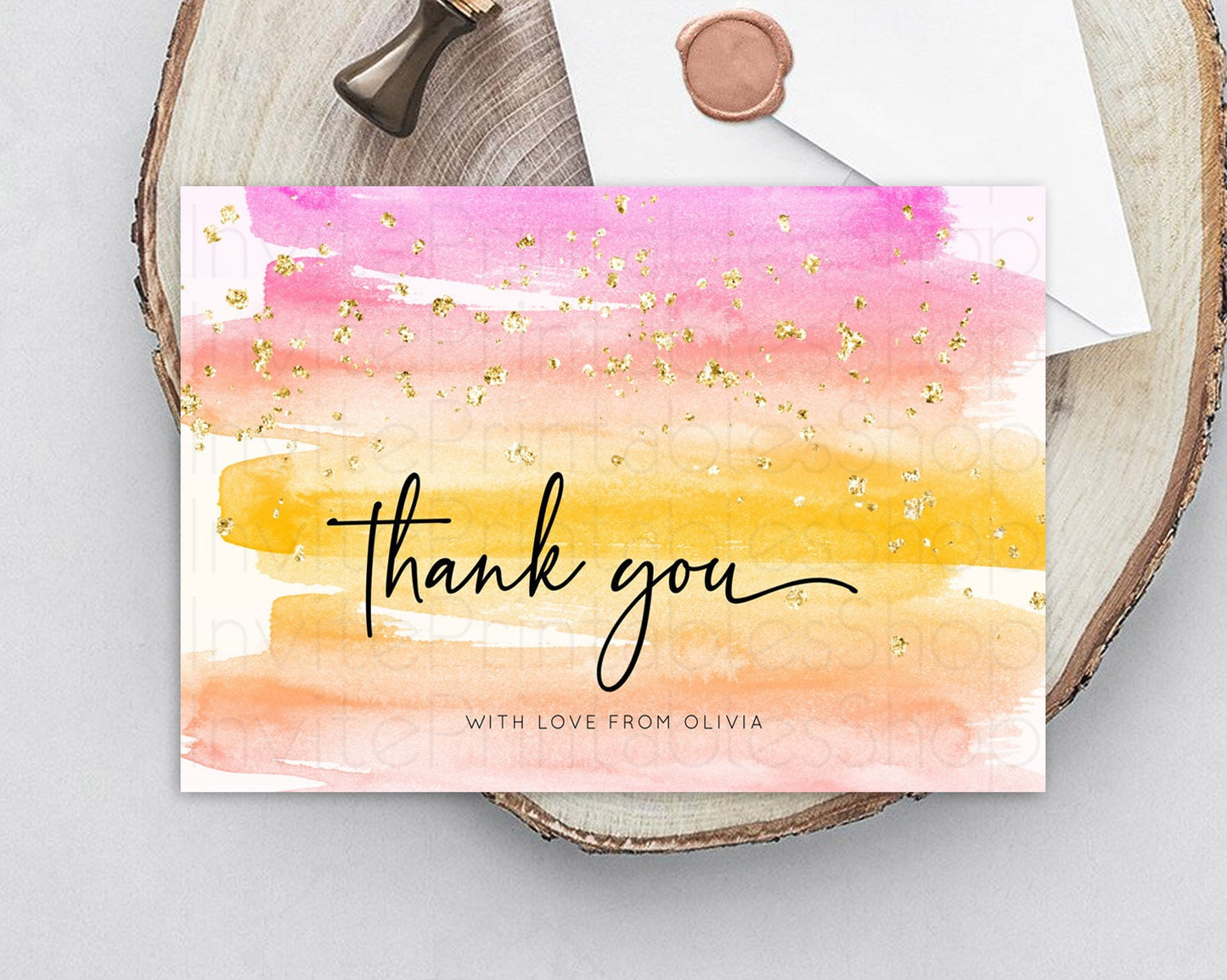 Pastel Thank You Rainbow Thank You Card Colorful Pastel Birthday Thank You Card Confetti Watercolor Pastel Teacher Thank You Cards D10520