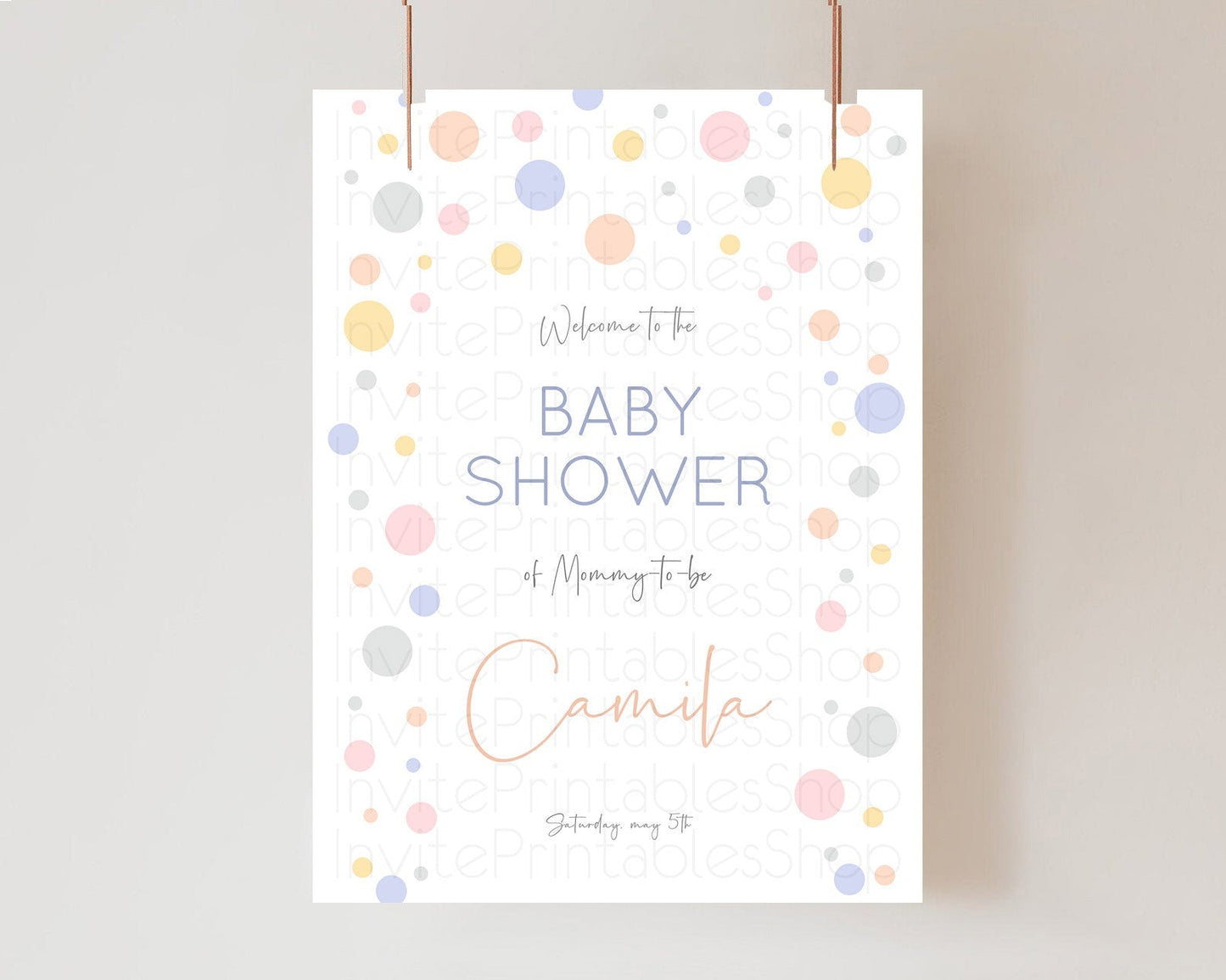 Rainbow Baby Shower Welcome Sign Pastel Welcome Board Pastel Rainbow Confetti Welcome Sign Colorful Bubbles Pastel Welcome Sign D10759