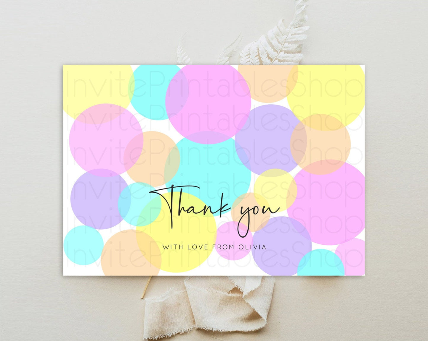 Rainbow Thank You Pastel Thank You Card Pastel Rainbow Birthday Thank You Confetti Colorful Pastel Cards Teacher Thank You Cards D10406