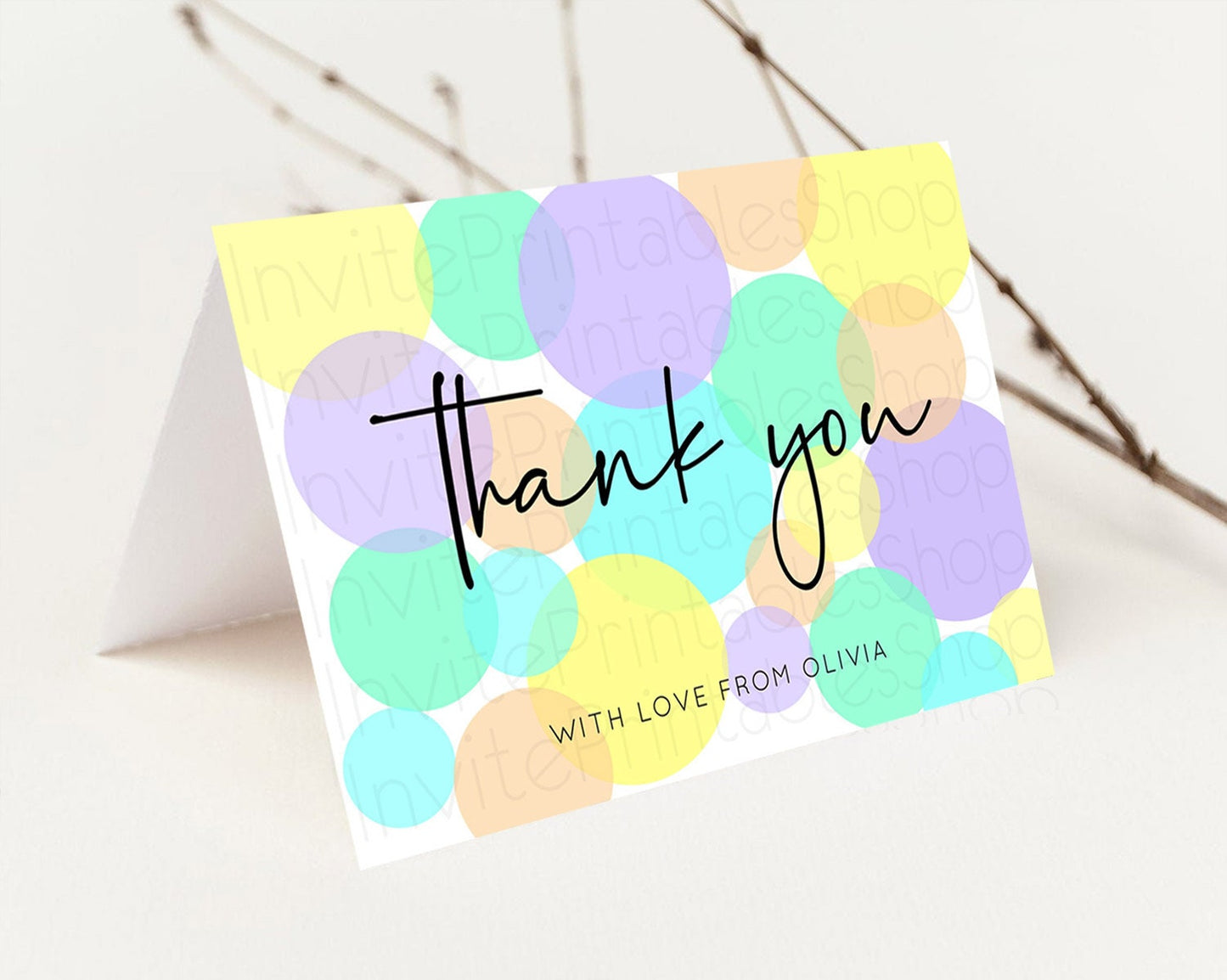 Rainbow Thank You Pastel Thank You Card Pastel Rainbow Birthday Thank You Confetti Colorful Pastel Cards Teacher Thank You Cards D10412