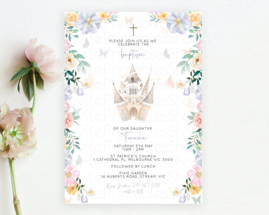 Editable Princess Baptism Invitation Enchanted Castle Baptism 1st Birthday I