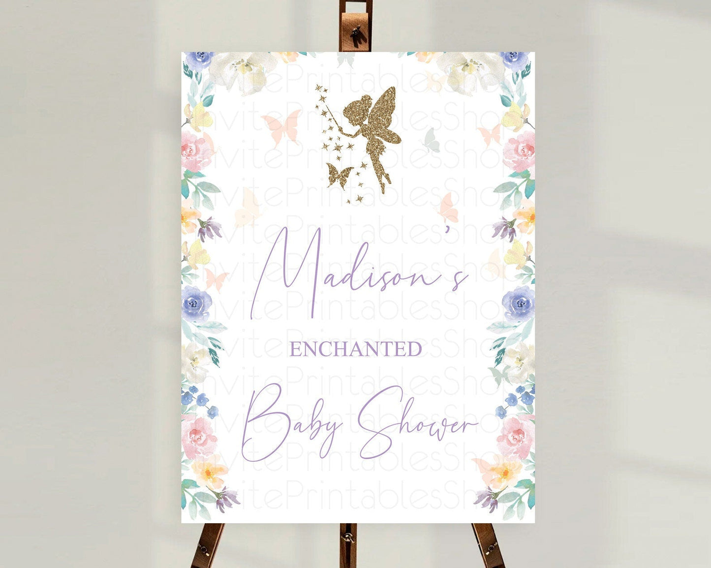 Fairy Baby Shower Welcome Sign Fairy Welcome Board Enchanted Garden Pastel Floral Butterfly Decor Secret Garden Fairy Welcome Sign D10761