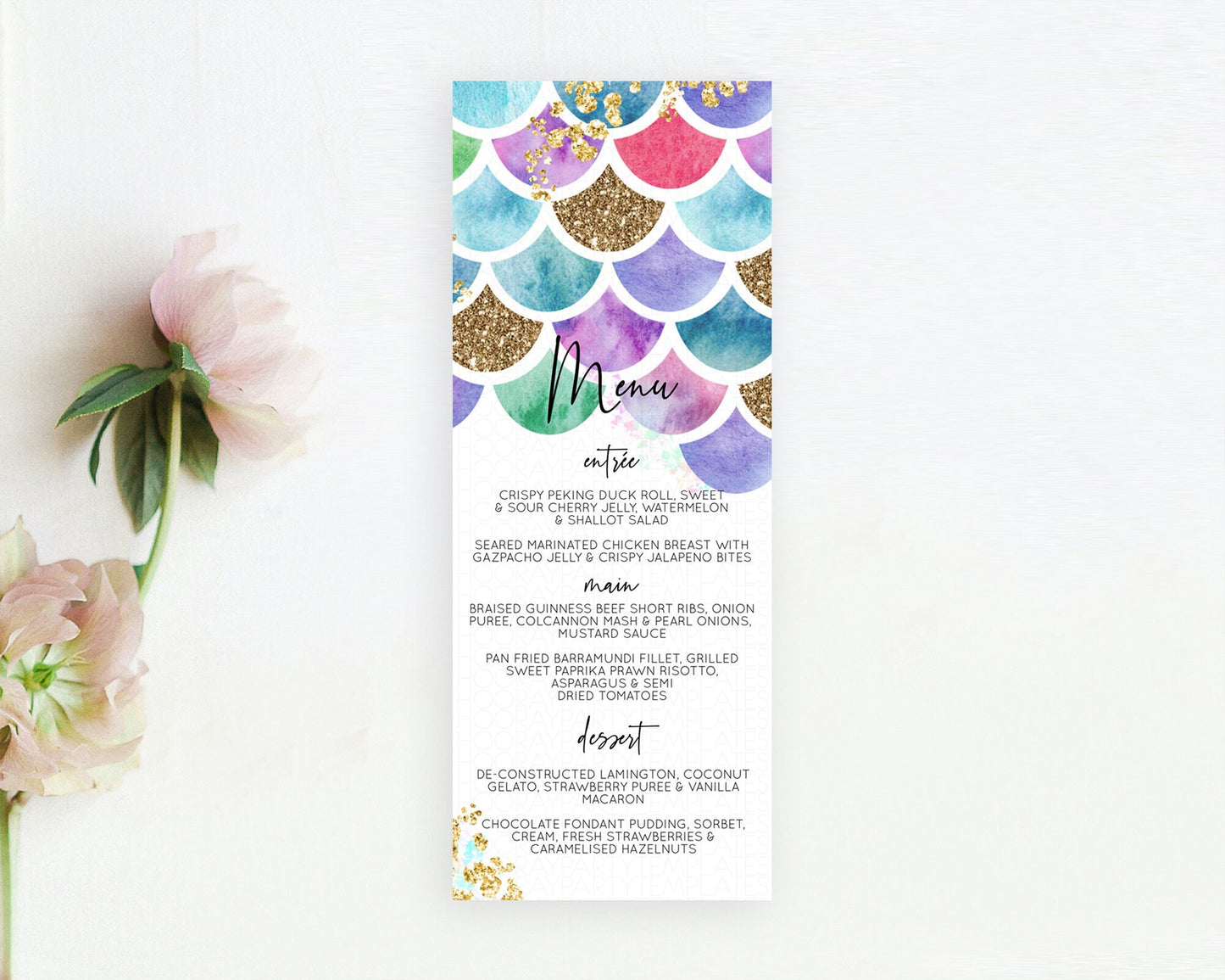 Rainbow Fish Menu Template Rainbow Fish Menu Watercolor Mermaid Décor Rainbow Under Sea Pastel Dinner Dessert Menu Rainbow Food Menu D10581