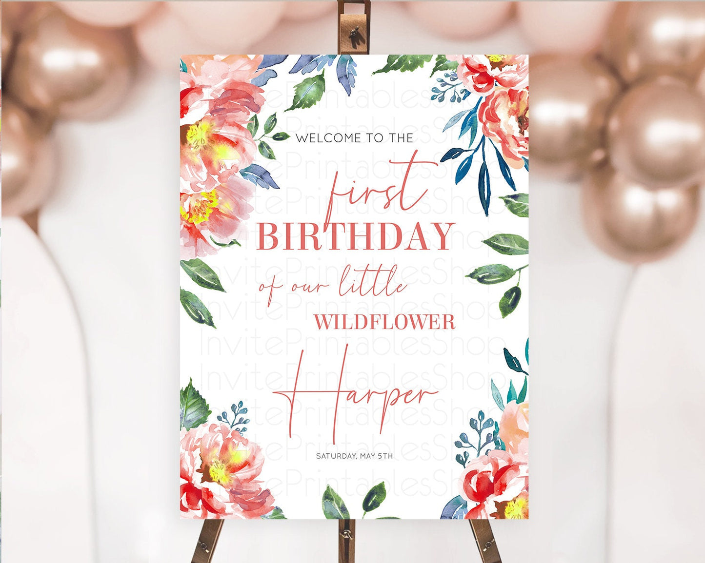 Secret Garden Welcome Sign Wildflower Welcome Board Pastel Flower Garden Welcome Poster Boho Wildflower First Birthday Welcome Sign D10751