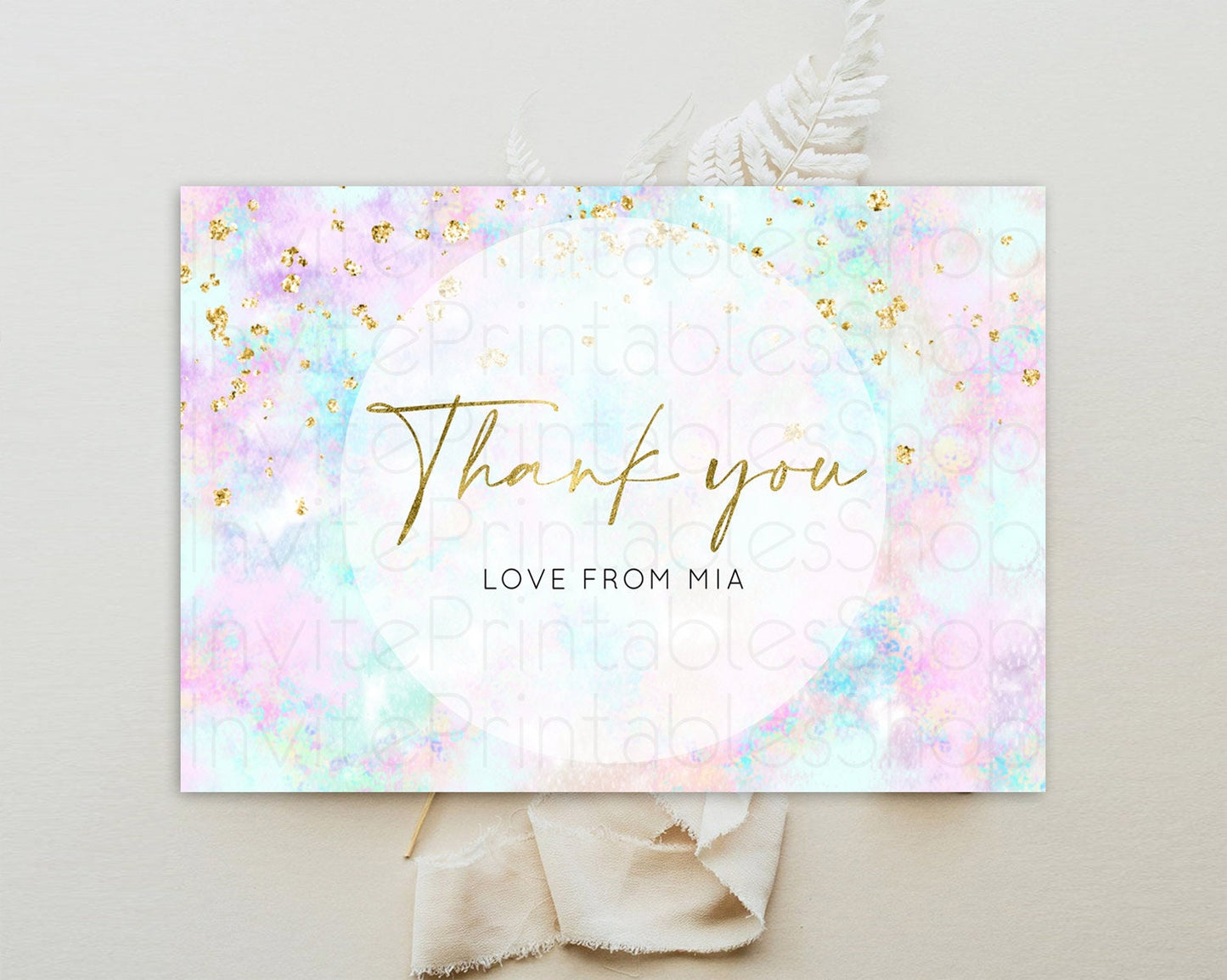 Pastel Thank You Rainbow Thank You Card Colorful Pastel Birthday Thank You Card Confetti Watercolor Pastel Teacher Thank You Cards D10652