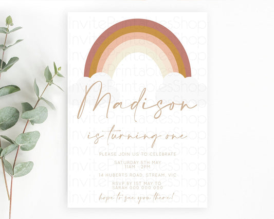 Editable Pastel Rainbow Birthday Invitation Pastel Rainbow Invitation Rainbo