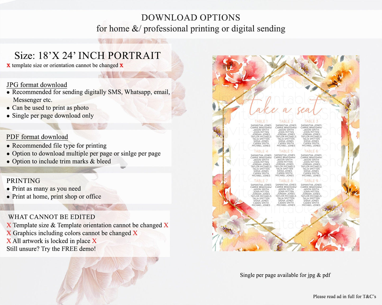 Secret Garden Seating Chart Wildflower Seating Chart Pastel Flowers Seating Chart Enchanted Garden Boho Floral Take A Seat Decor D10791