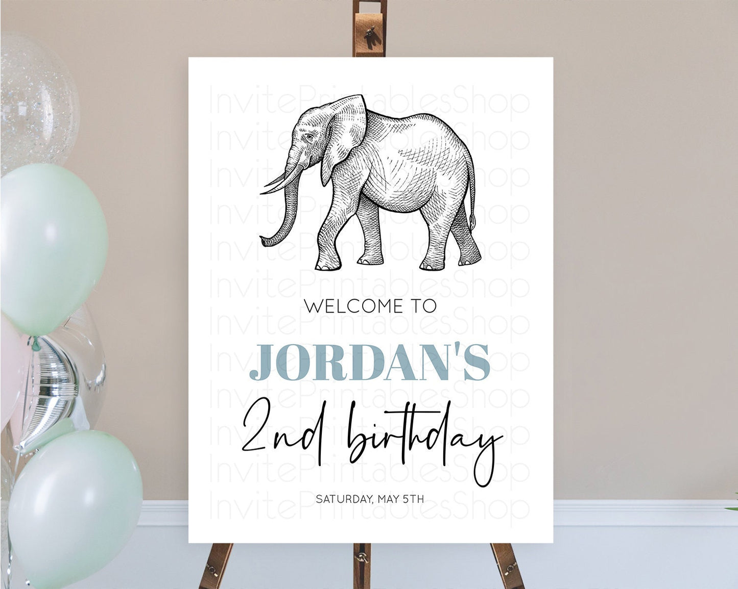 Elephant Welcome Sign Elephant Welcome Board Elephant Party Welcome Poster Safari Party Decor Elephant First Birthday Welcome Sign D10248