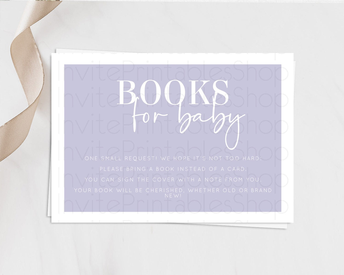 Purple Books For Baby Card Plain Purple Book Insert Minimalist Pastel Purple Book Card Purple Simple Baby Shower Book Poem Request D10942