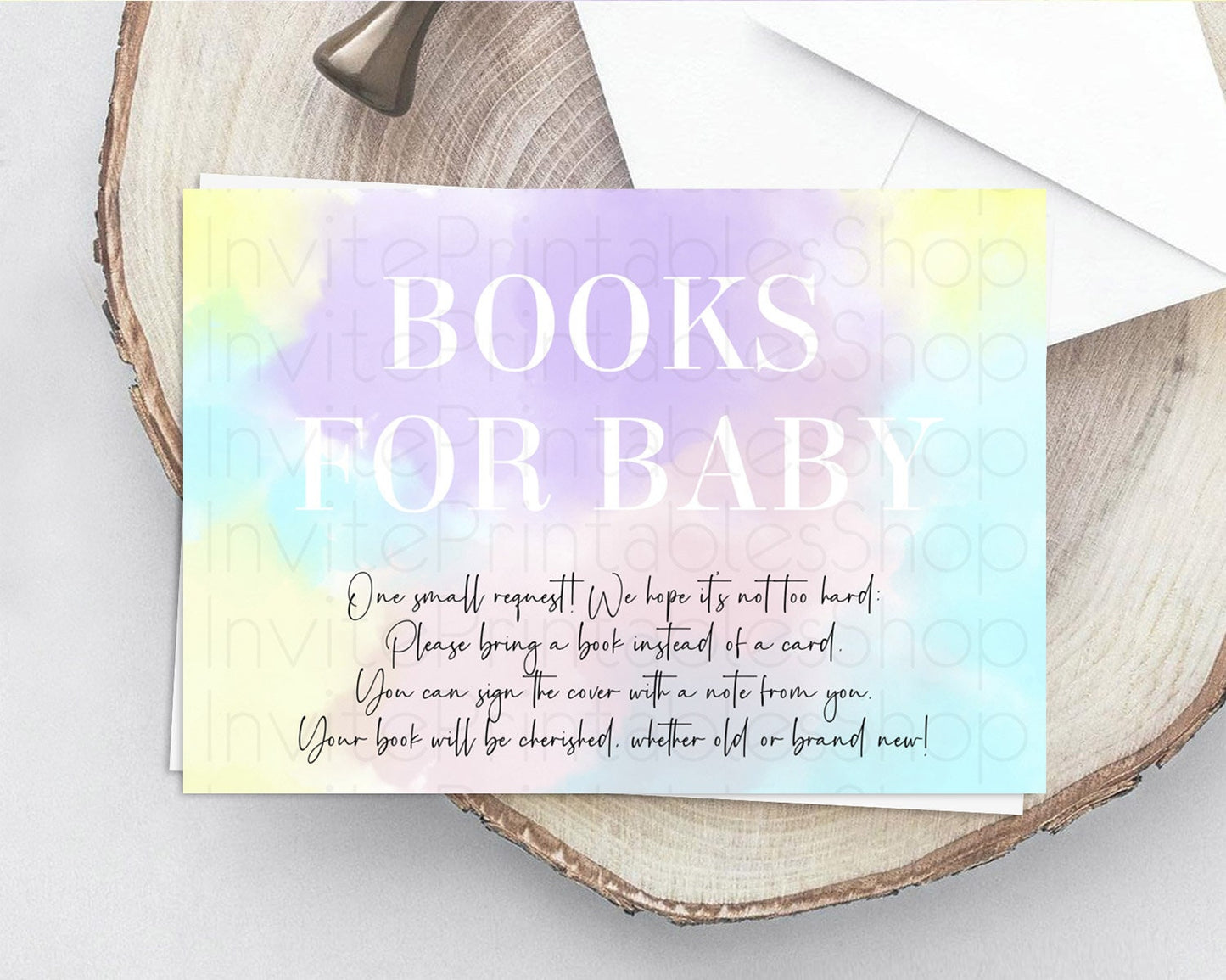 Pastel Books For Baby Card Pastel Rainbow Book Insert Colorful Ombre Watercolor Book Card Confetti Glitter Baby Book Poem Request D10617