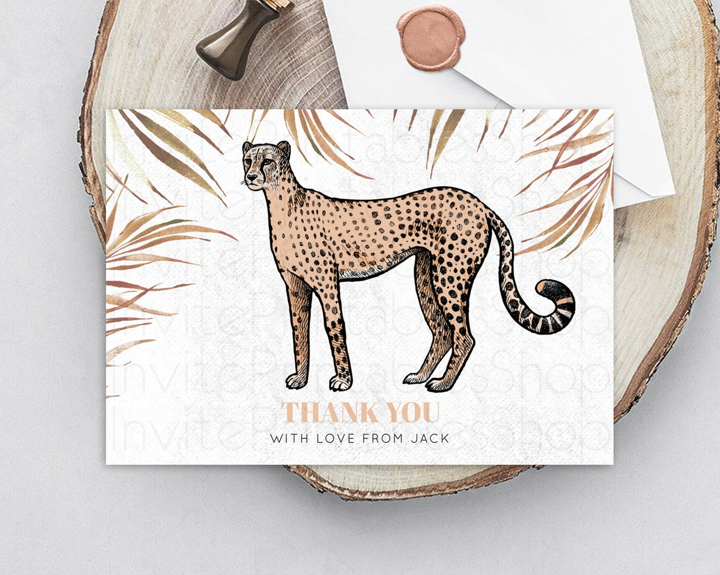 Cheetah Thank You Cheetah Thank You Card Cheetah Party Birthday Thank You Card Safari Card Template Cheetah Teacher Thank You Cards D10291