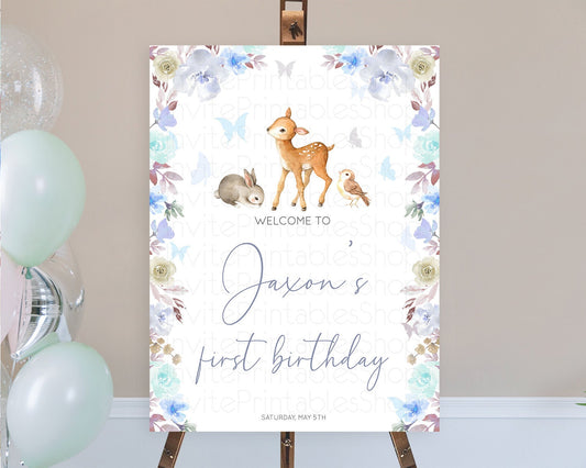 Editable Fawn Welcome Sign Deer Welcome Board Floral Deer Welcome Poster Enc