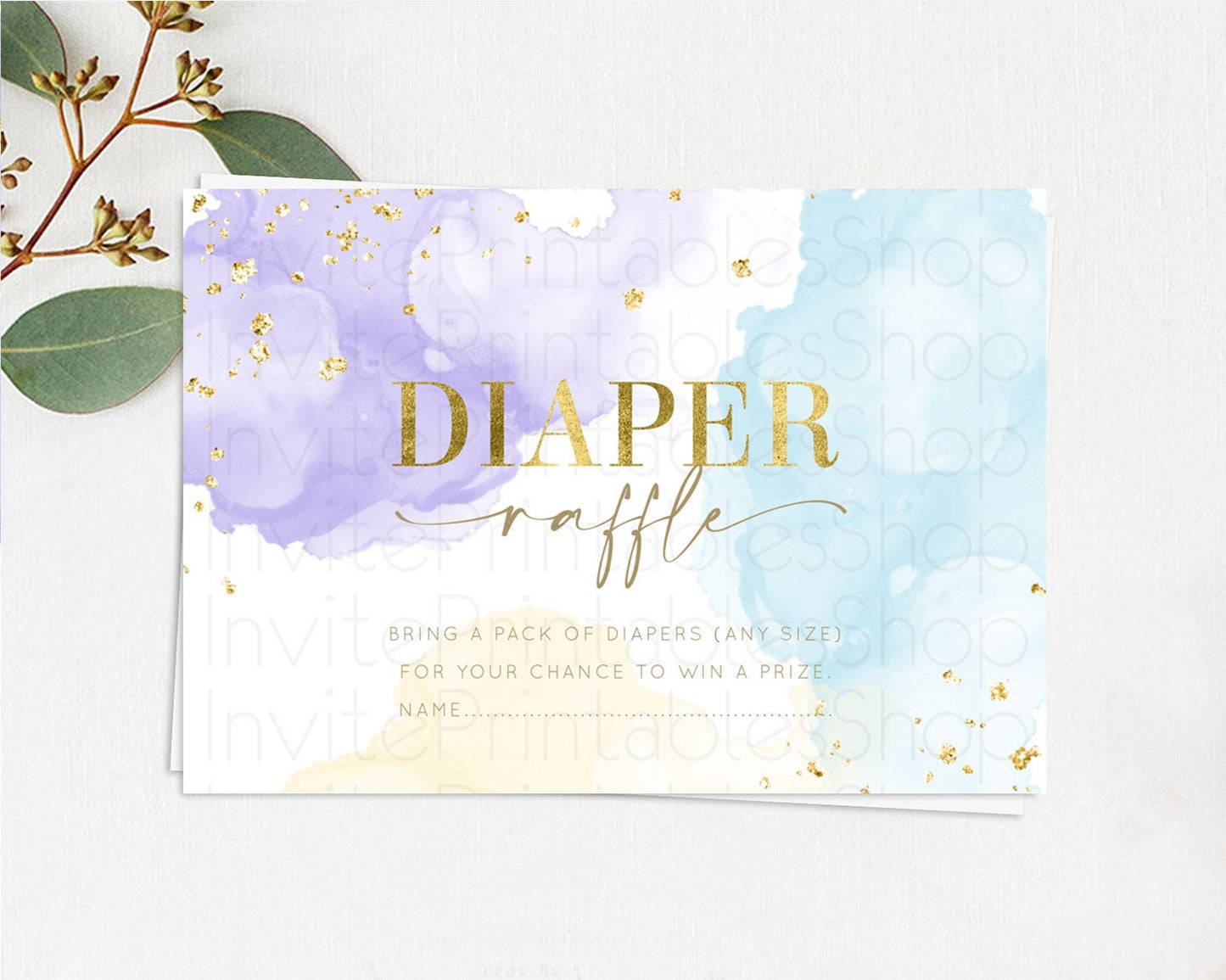 Pastel Diaper Raffle Card Pastel Rainbow Diaper Raffle Insert Colorful Ombre Watercolor Diaper Ticket Confetti Glitter Raffle Game D10206