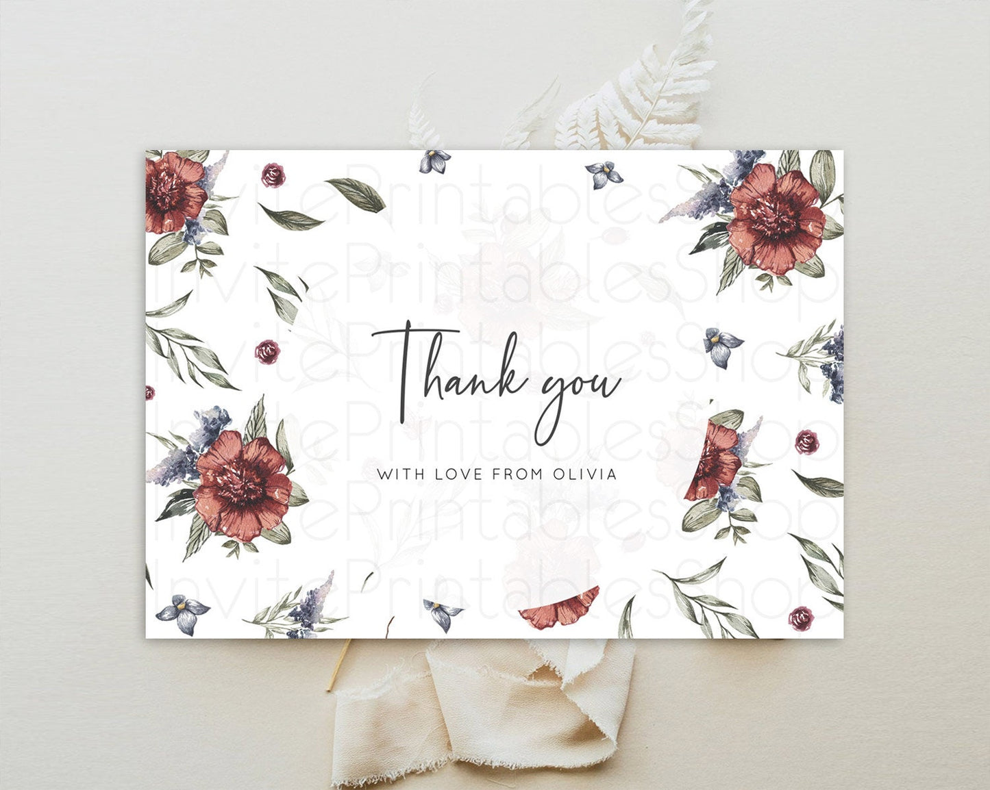 Secret Garden Thank You Wildflower Thank You Card Pastel Flower Garden Birthday Thank You Card Boho Floral Teacher Thank You Card D10503