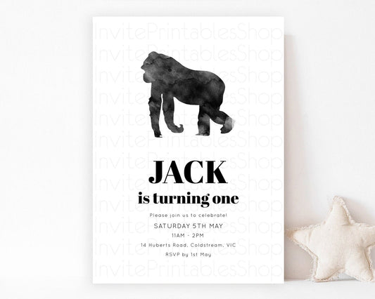 Editable Gorilla Birthday Invitation Gorilla Invitation Gorilla Birthday Jun