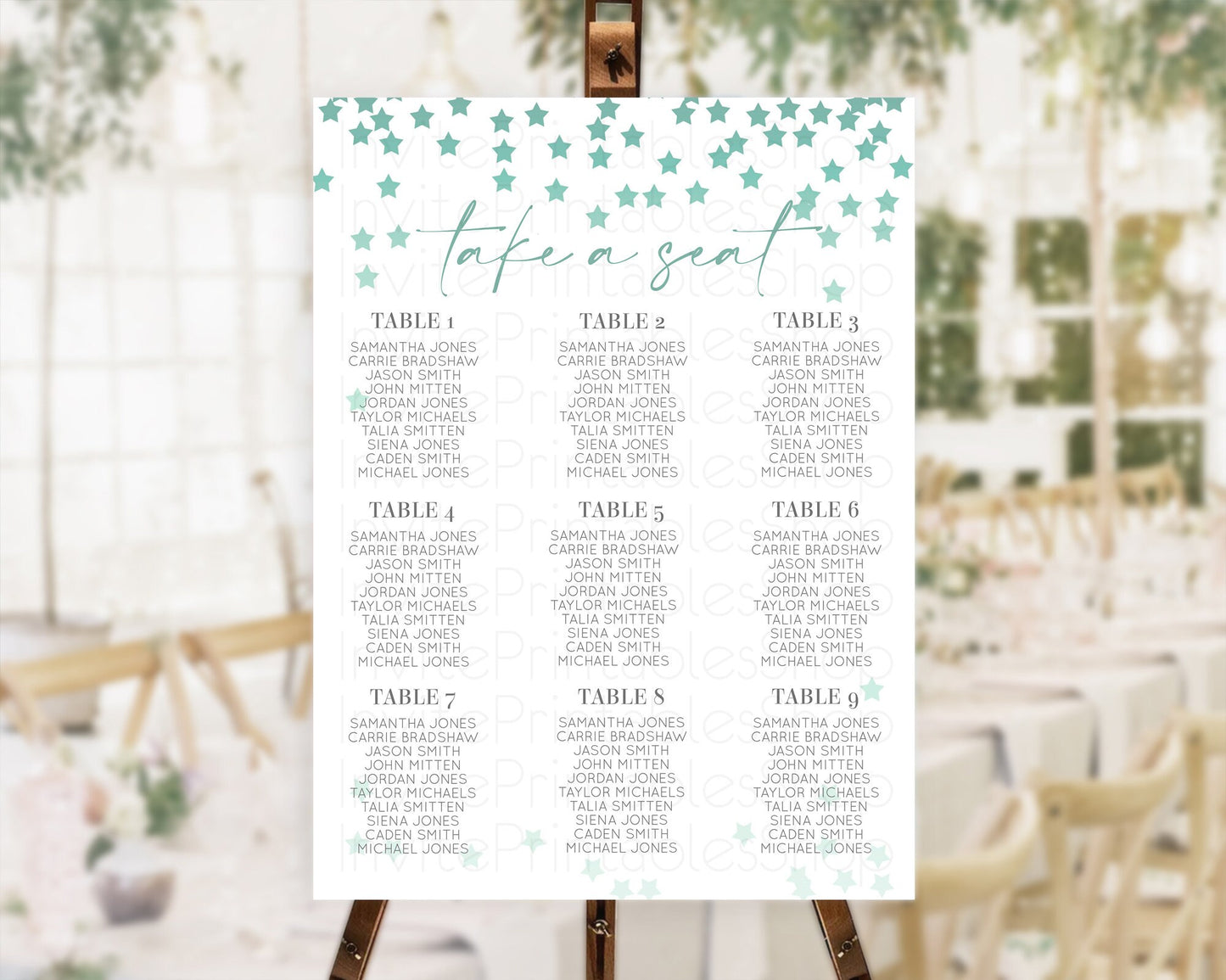 Star Seating Chart Pastel Stars Seating Chart Shooting Star Sprinkle Stars Rainbow Colorful Confetti Twinkle Little Star Decor D10310