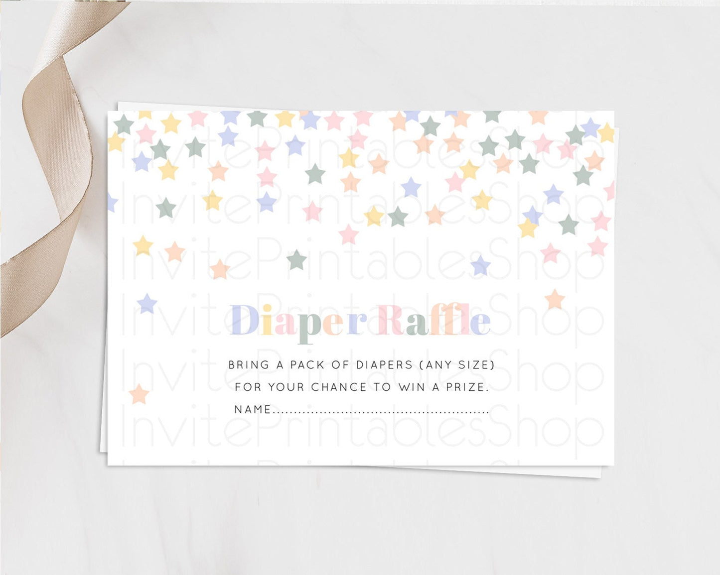 Pastel Star Diaper Raffle Card Shooting Star Diaper Raffle Insert Twinkle Little Star Diaper Ticket Rainbow Confetti Raffle Game D10795
