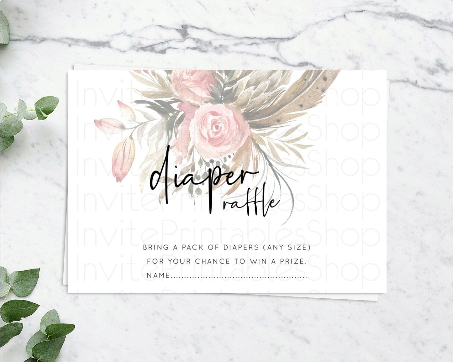 Secret Garden Diaper Raffle Card Boho Wildflower Diaper Raffle Insert Pastel Flower Garden Baby Shower Card Flower Raffle Game D10686