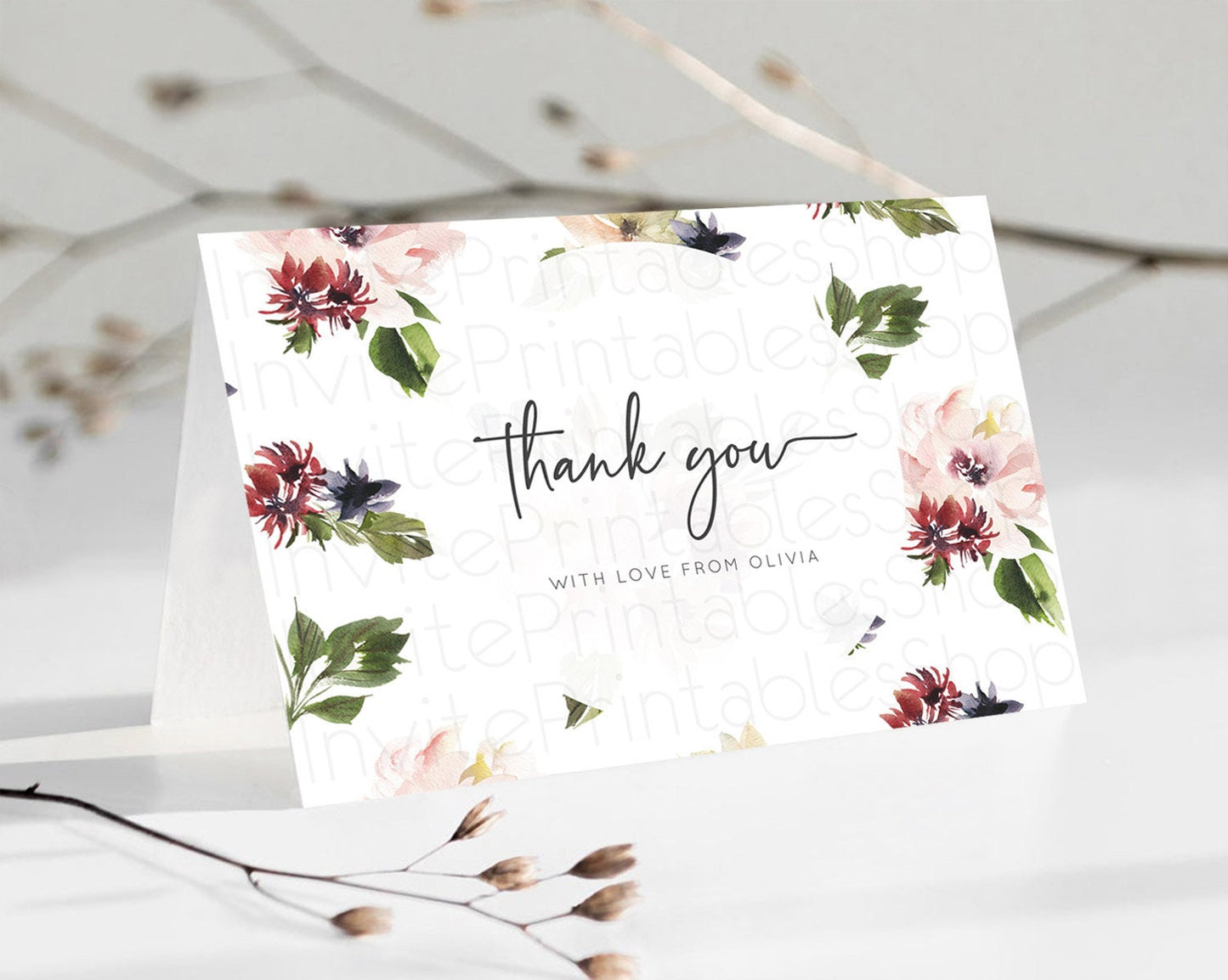 Secret Garden Thank You Wildflower Thank You Card Pastel Flower Garden Birthday Thank You Card Boho Floral Teacher Thank You Card D10538