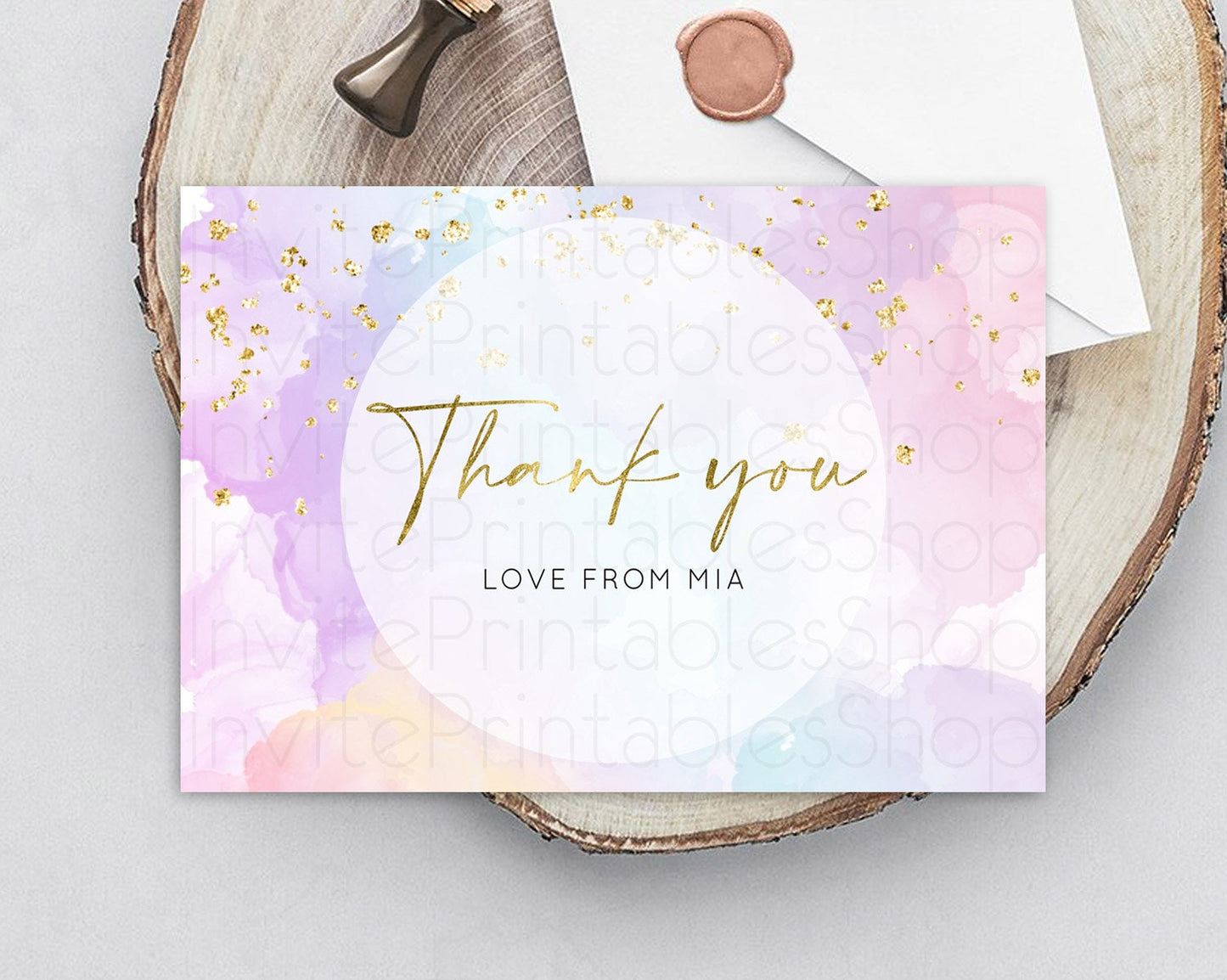 Editable Pastel Thank You Rainbow Thank You Card Colorful Pastel Birthday Th