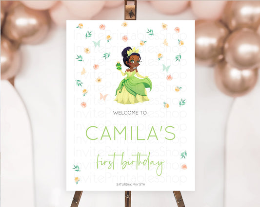 Princess Birthday Welcome Sign Castle Welcome Board Secret Garden Enchanted Castle Pastel Floral Garden First Birthday Welcome Sign D10358