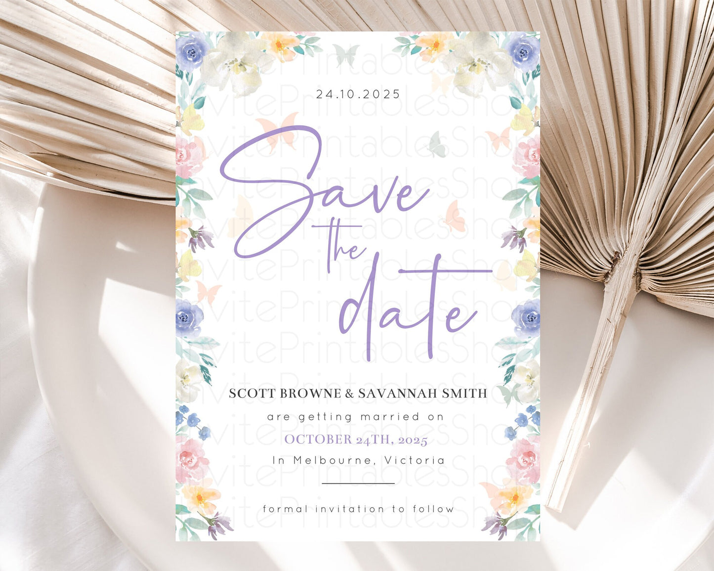 Wildflower Save The Date Template Secret Garden Save The Date Pastel Floral Garden Party Boho Flowers Birthday Baby Shower Wedding D10710