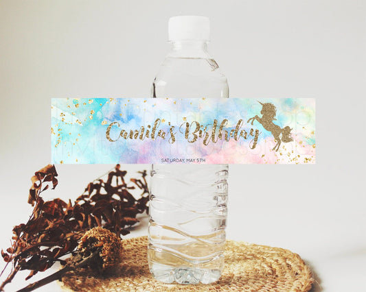 Editable Unicorn Rainbow Water Label Unicorn Unicorn Party Decor Magical uni