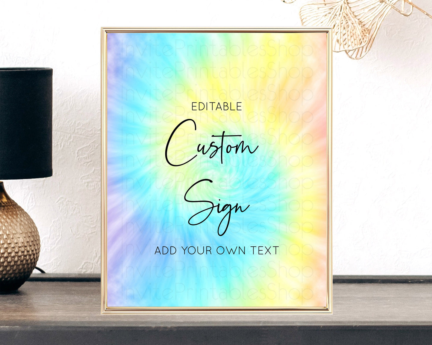 Tie Dye Sign Ombre Table Sign Decor Rainbow Pastel Ombre Watercolor Party 1st Birthday Baptism Baby Shower Bridal Shower Wedding D10578