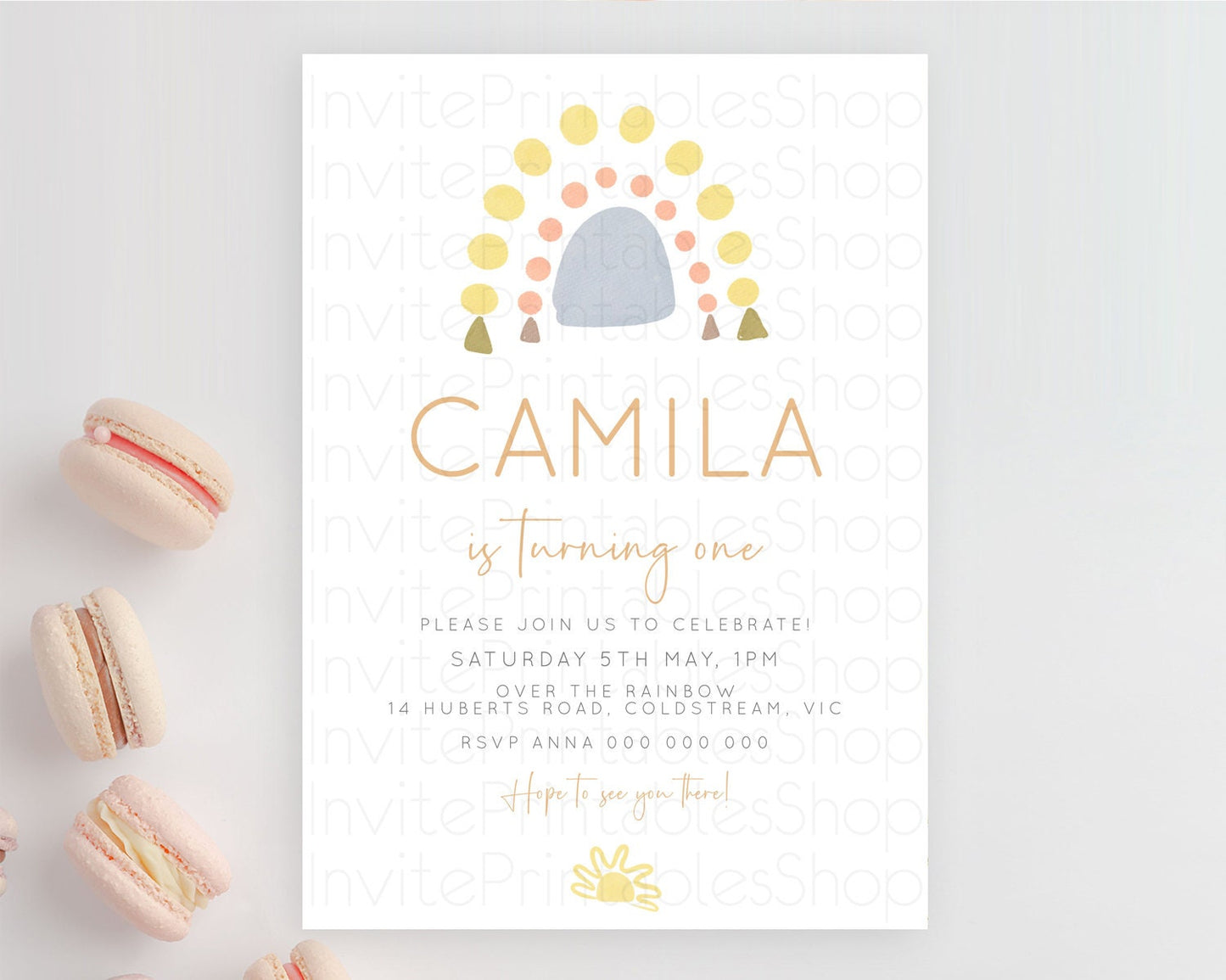 Pastel Rainbow Birthday Invitation Pastel Rainbow Invitation Rainbow Invitation Pastel Invitation Boho Rainbow 1st First Birthday D10688