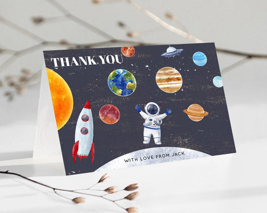 Space Thank You Space Thank You Card First Trip Around the Sun Thank You Card Planets Solar System First Birthday Thank You Cards D10430