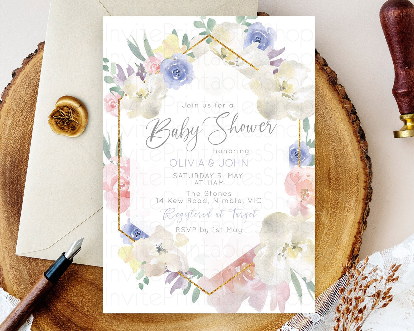 Editable Wildflower Baby Shower Invitation, Enchanted Garden, Secret Garden,