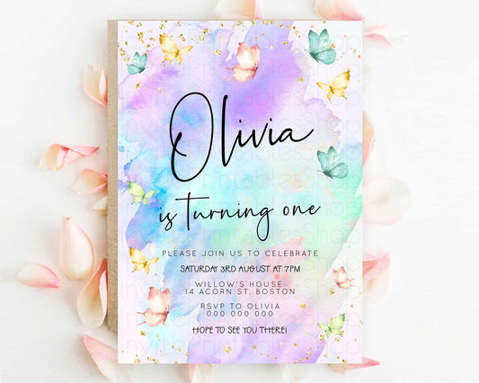 Editable Pastel Butterfly Birthday Invitation Butterfly Birthday Invitation