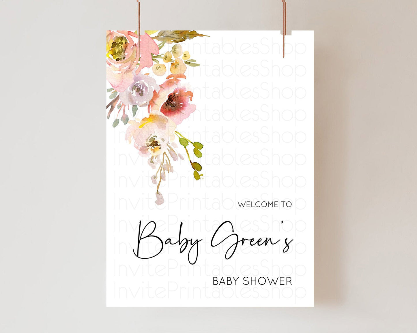 Secret Garden Baby Shower Welcome Sign Wildflower Welcome Board Pastel Flower Garden Welcome Poster Boho Wildflower Welcome Sign D10194