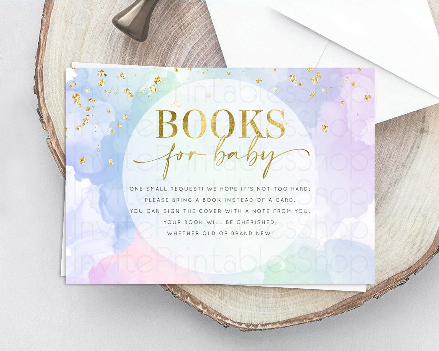 Pastel Books For Baby Card Pastel Rainbow Book Insert Colorful Ombre Watercolor Book Card Confetti Glitter Baby Book Poem Request D10624