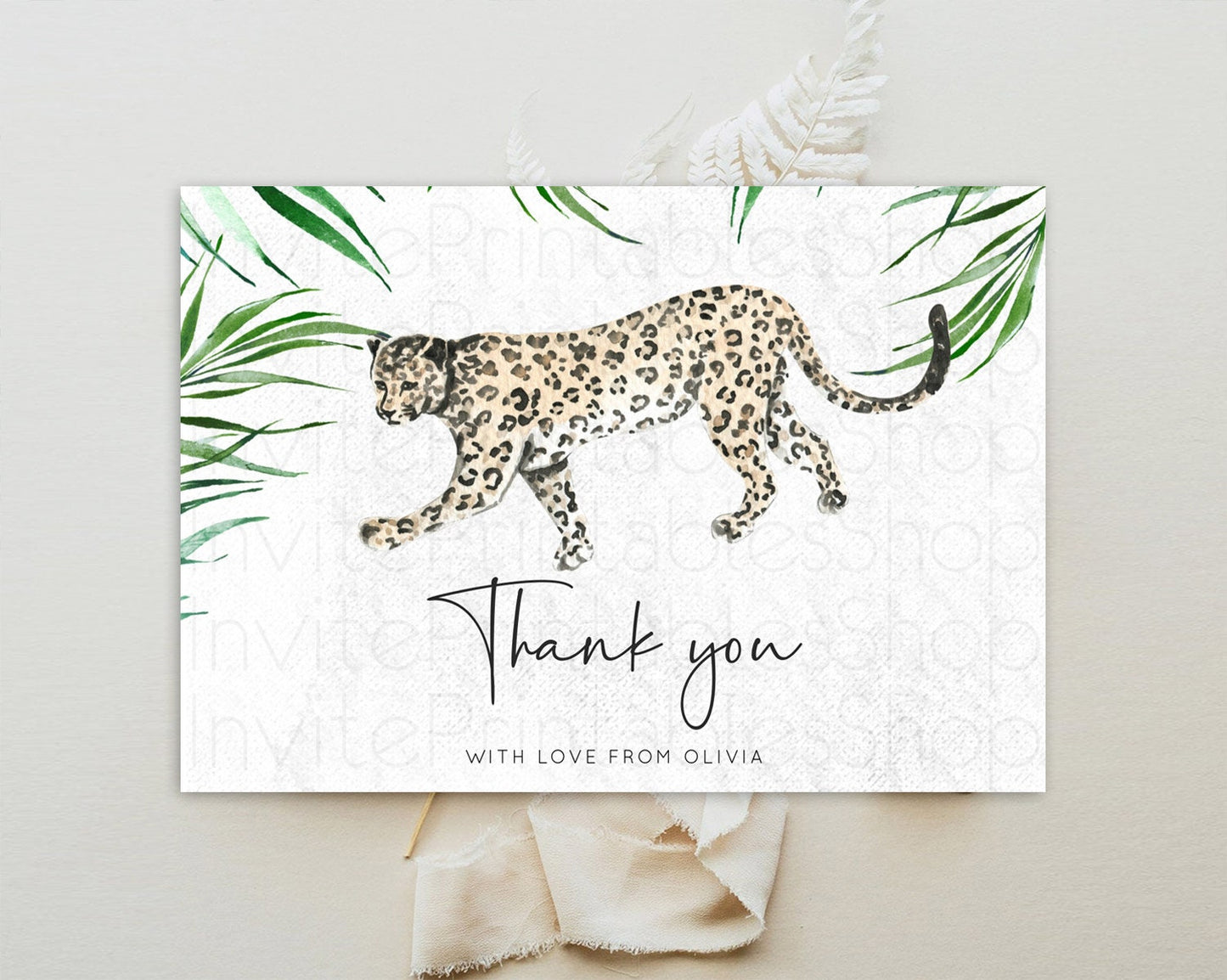 Cheetah Thank You Cheetah Thank You Card Cheetah Party Birthday Thank You Card Safari Card Template Cheetah Teacher Thank You Cards D10382