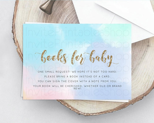 Pastel Books For Baby Card Pastel Rainbow Book Insert Colorful Ombre Watercolor Book Card Confetti Glitter Baby Book Poem Request D10378