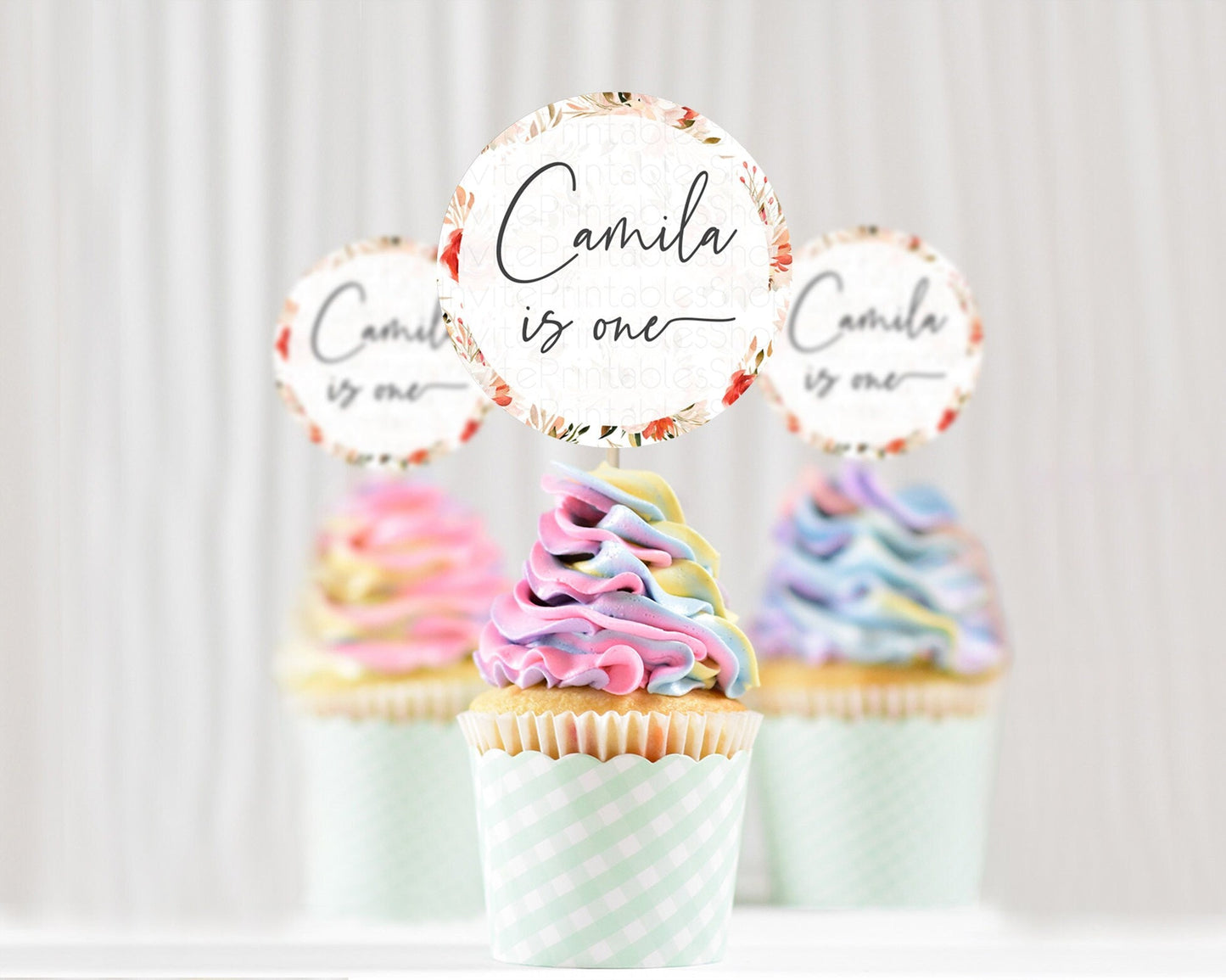 Secret Garden Cupcake Toppers Wildflower Cupcake Toppers Pastel Flowers Cupcake Toppers Enchanted Garden Boho Floral First Birthday D10540
