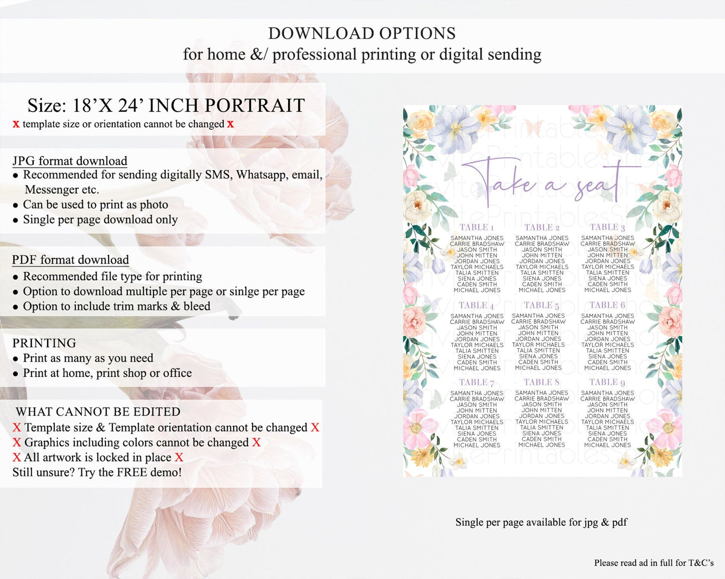 Secret Garden Seating Chart Wildflower Seating Chart Pastel Flowers Seating Chart Enchanted Garden Boho Floral Take A Seat Decor D10472